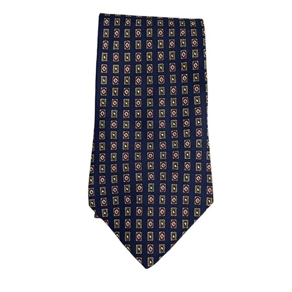 Tommy Hilfiger Navy Blue Geometric Silk Tie - Picture 2 of 6